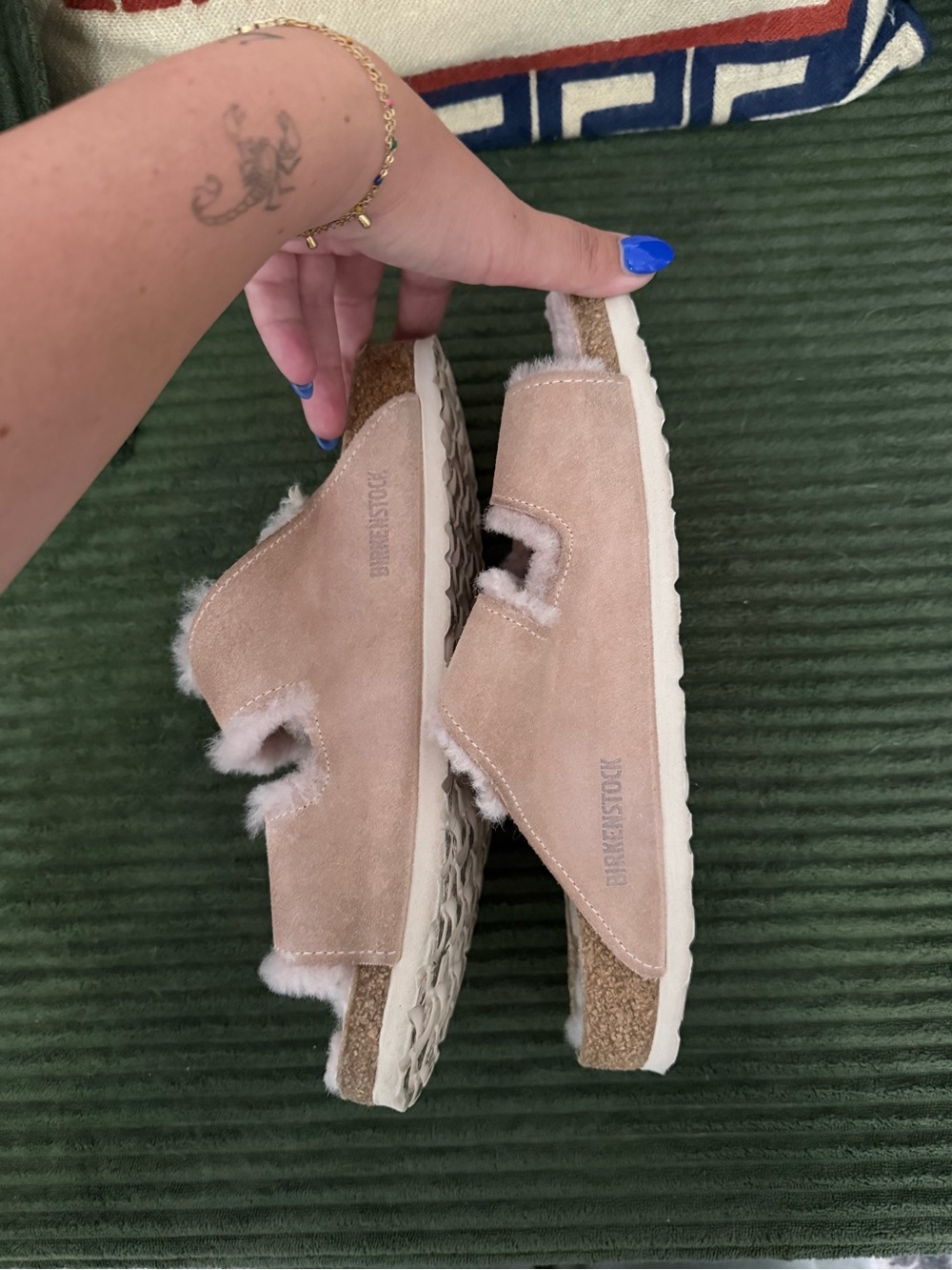 Birkenstock Pink Faux-Fur Dual-Strap Slide Sandals - Size 10 - Picture 3 of 3